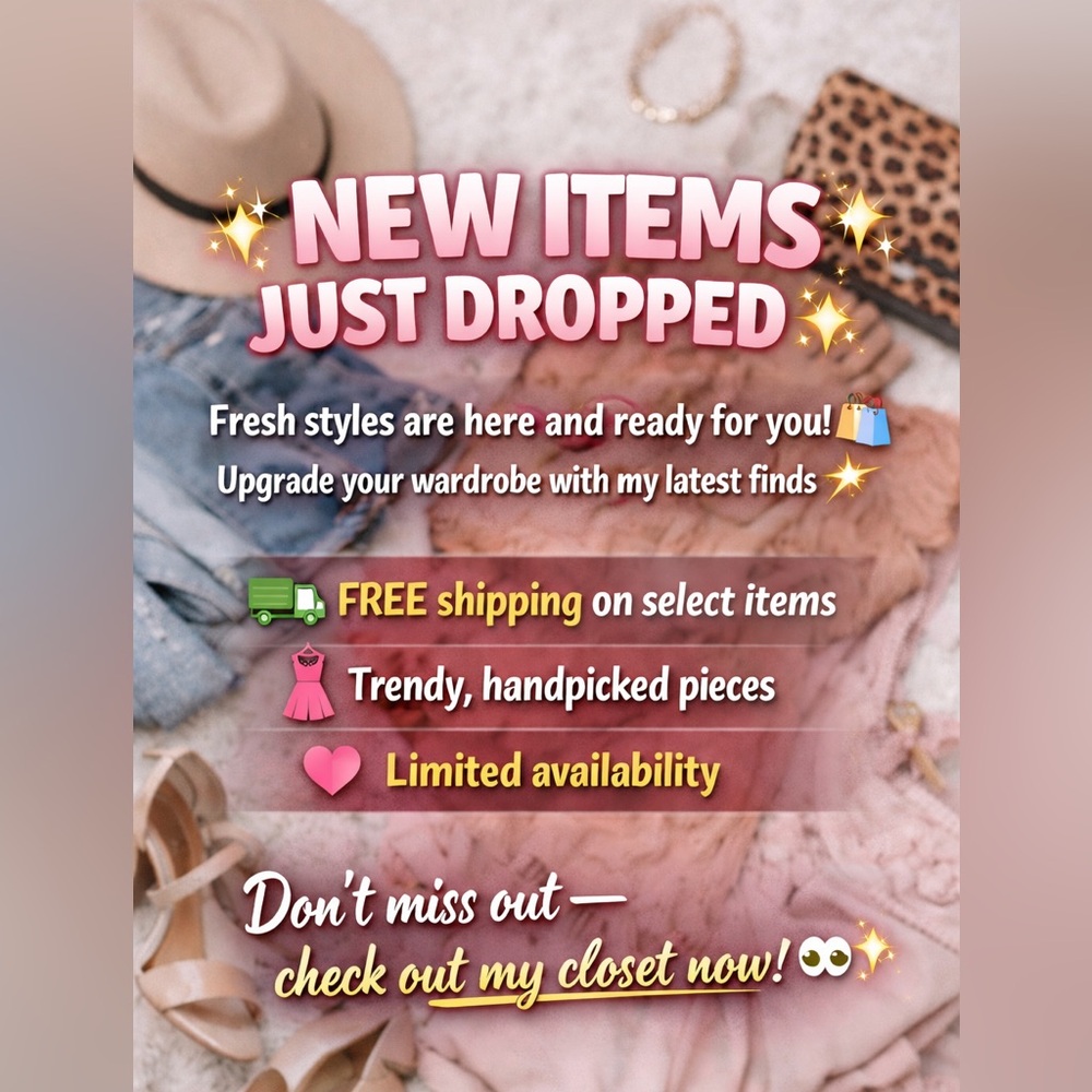 New Items Just Dropped Graphic - Pink & Cream Promotional Image